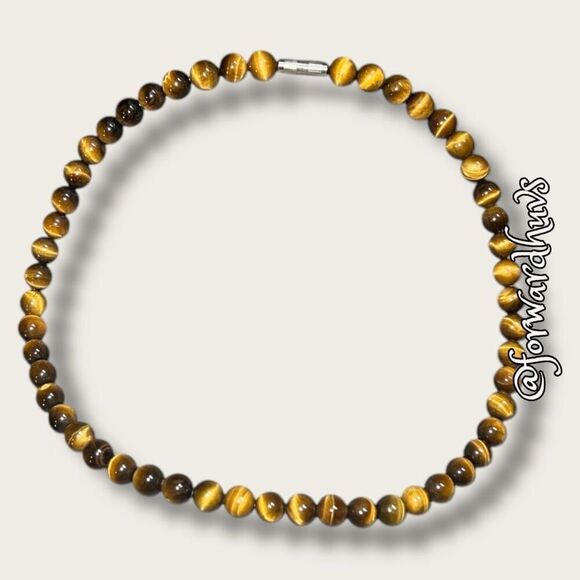 Tiger's Eye Beaded Necklace with Barrel Clasp – 16 Inches - Picture 1 of 8